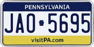 PA license plate JAO5695