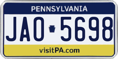 PA license plate JAO5698