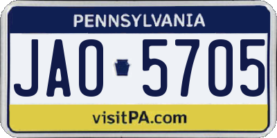 PA license plate JAO5705