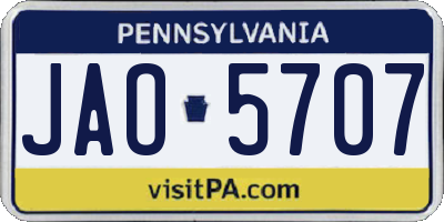 PA license plate JAO5707