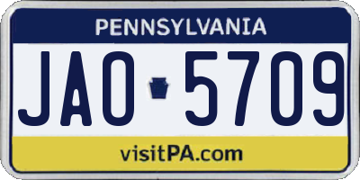 PA license plate JAO5709