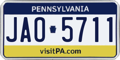 PA license plate JAO5711