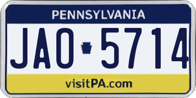 PA license plate JAO5714