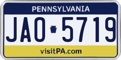 PA license plate JAO5719