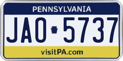 PA license plate JAO5737