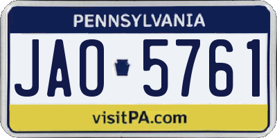 PA license plate JAO5761