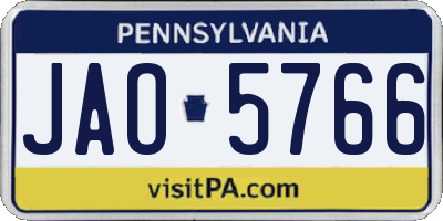 PA license plate JAO5766