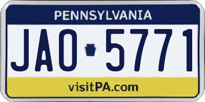 PA license plate JAO5771