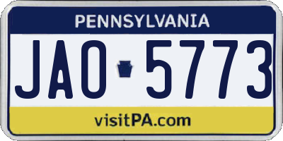 PA license plate JAO5773