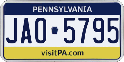 PA license plate JAO5795