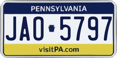 PA license plate JAO5797