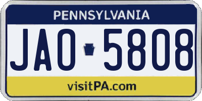 PA license plate JAO5808