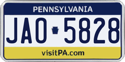 PA license plate JAO5828
