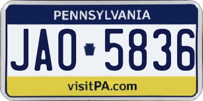 PA license plate JAO5836