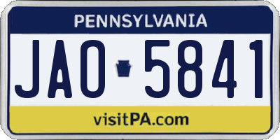 PA license plate JAO5841