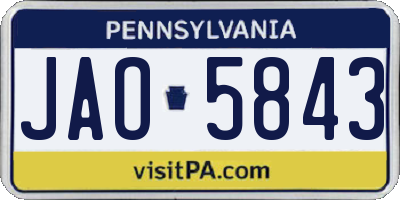 PA license plate JAO5843