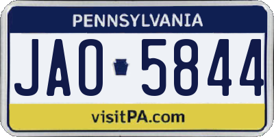 PA license plate JAO5844