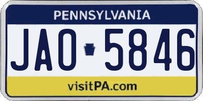 PA license plate JAO5846