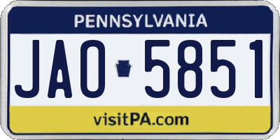 PA license plate JAO5851