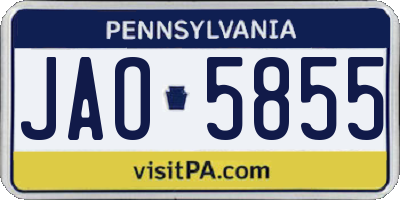 PA license plate JAO5855