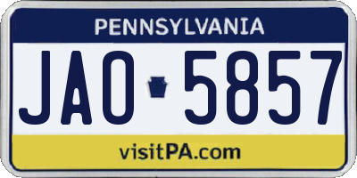 PA license plate JAO5857