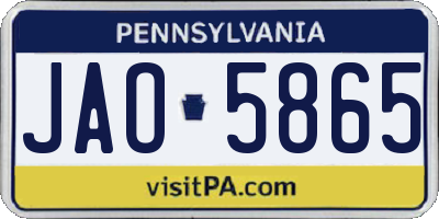 PA license plate JAO5865