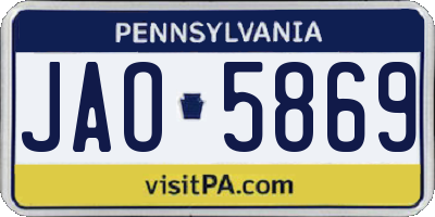 PA license plate JAO5869