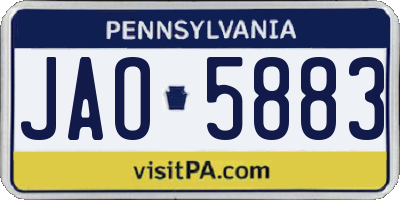 PA license plate JAO5883