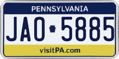 PA license plate JAO5885