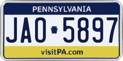 PA license plate JAO5897