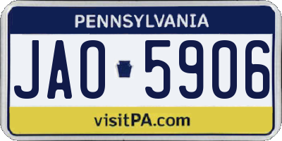 PA license plate JAO5906