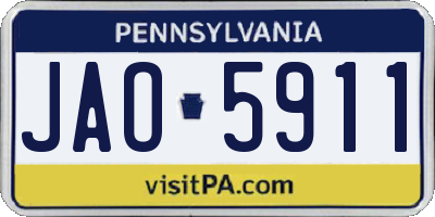 PA license plate JAO5911