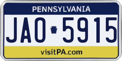 PA license plate JAO5915