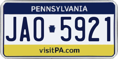 PA license plate JAO5921