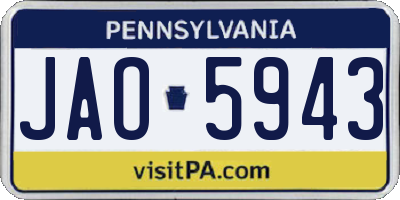 PA license plate JAO5943
