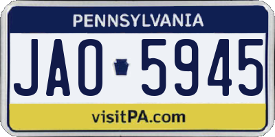 PA license plate JAO5945