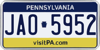 PA license plate JAO5952