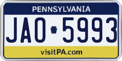 PA license plate JAO5993