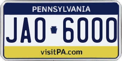 PA license plate JAO6000