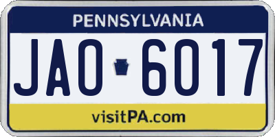 PA license plate JAO6017