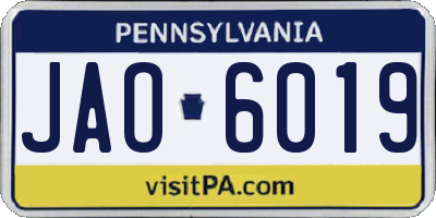 PA license plate JAO6019