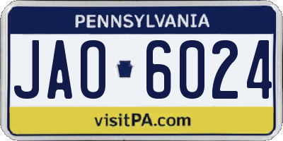 PA license plate JAO6024