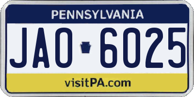 PA license plate JAO6025