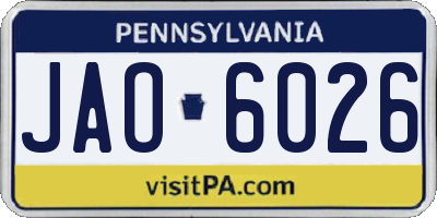 PA license plate JAO6026