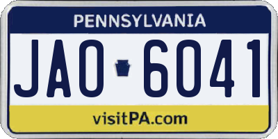 PA license plate JAO6041