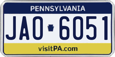 PA license plate JAO6051