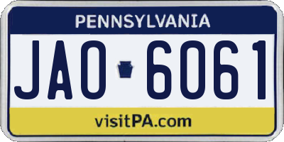 PA license plate JAO6061