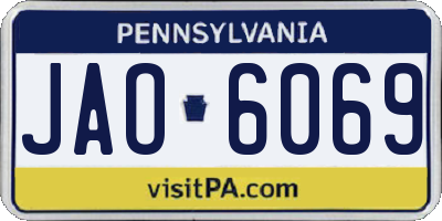 PA license plate JAO6069