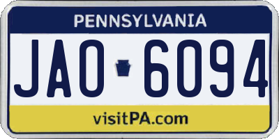 PA license plate JAO6094