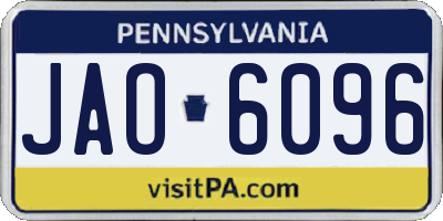 PA license plate JAO6096